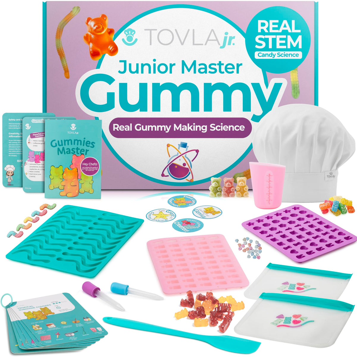 Tovla Jr. Ultimate Gummy-Making Kit for Kids – Real Fun DIY Candy Kit, STEM Activity for Ages 4+, Visual Learning Gummy Molds & Tools