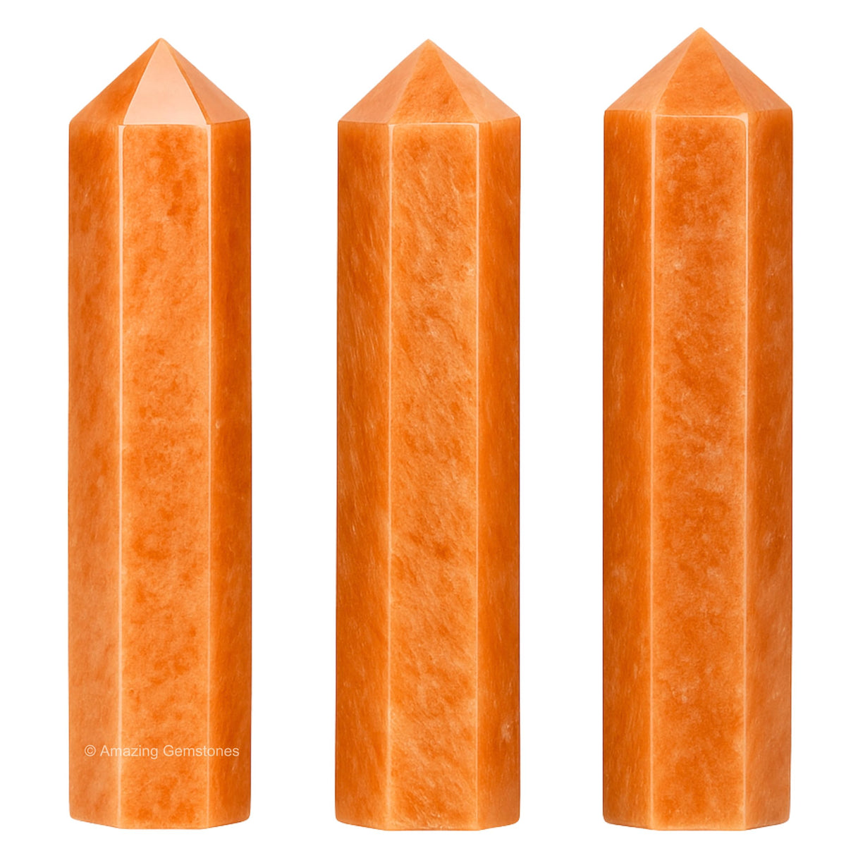 Amazing Gemstone Peach Moonstone Crystal Points Bulk Healing Crystals and Stones - Pack of 3 Single Terminated Healing Wand Point Bulk Crystals for Crafts, Crystal Grid, DIY Work - Premium Crystals