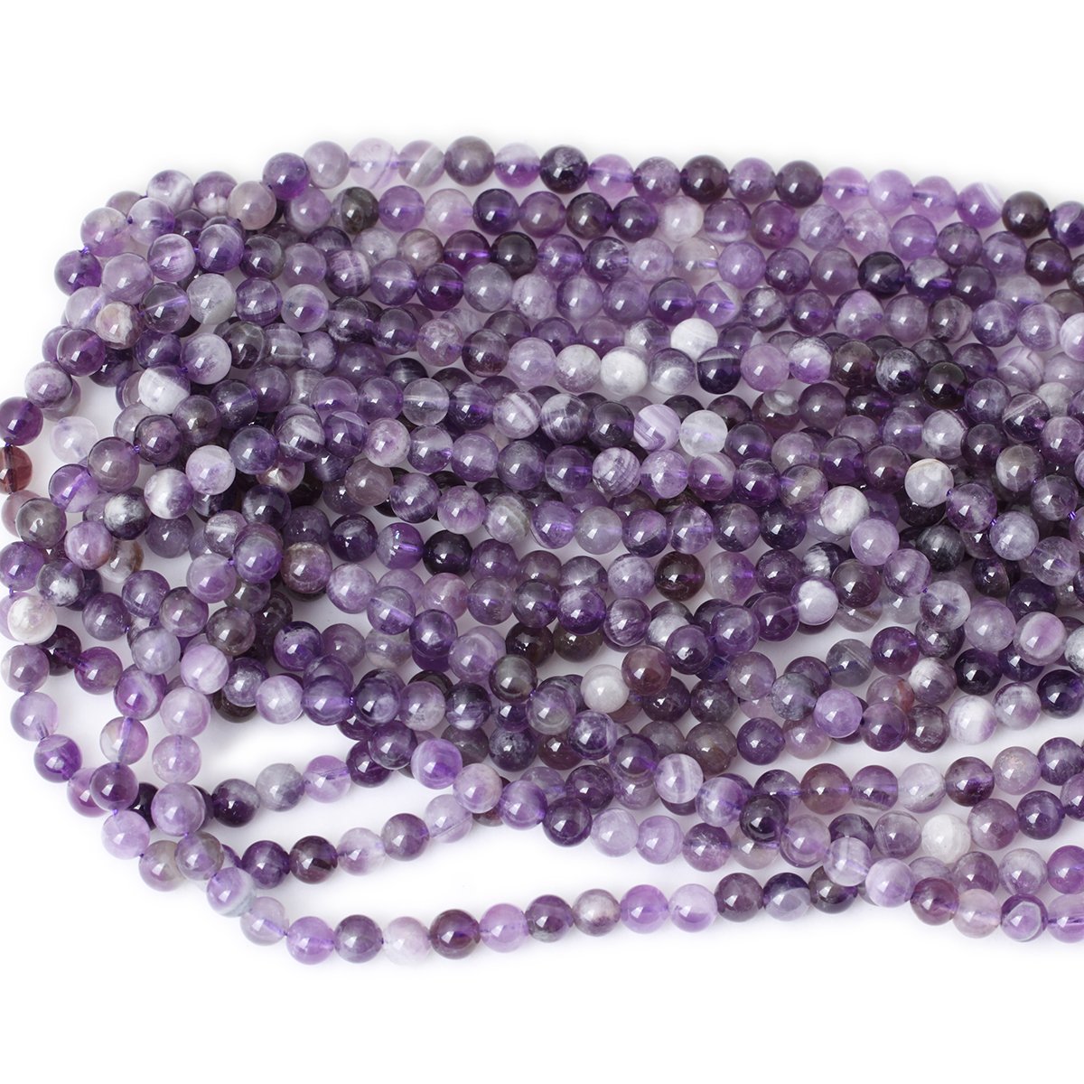 CHEAVIAN 60PCS 6mm Natural Dog Teeth Amethyst Gemstone Round Loose Beads Crystal Energy Stone Healing Power for Jewelry Making 1 Strand 15"