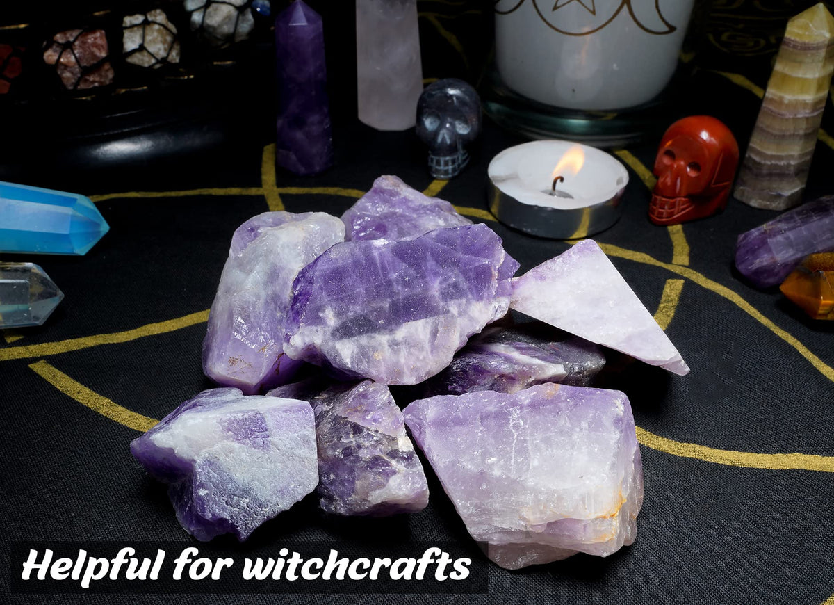 ZAICUS Amethyst Rough Rocks for Tumbling, Raw Stones and Crystals for Jewelry Making, Polishing, Cabbing, Lapidary, Fountain Rocks, Decoration, Wire Wrapping, Gem Mining, Reiki Healing 1 lb