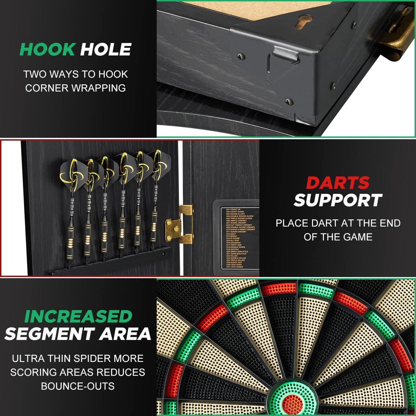 Electronic Dart Board, Wooden Box Dartboard with 12 Soft Tip Dart, 18 Inch LED Digital Dart Boards, Multiplayer/Multiple Ways to Play, Darts Competition