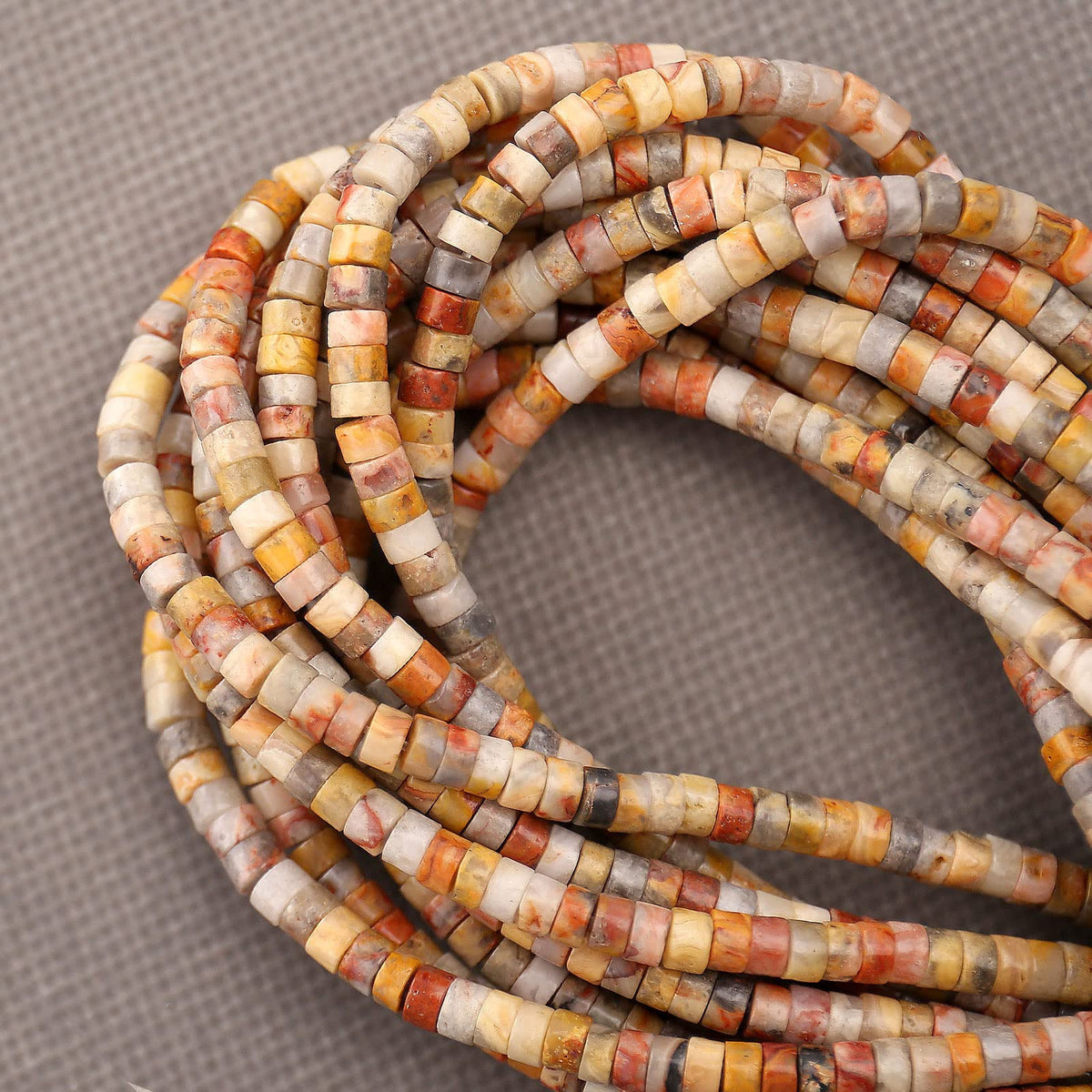 150PCs Natural Crazy Lace Agate Spacer Beads, Loose Semi Precious Flat Round Gemstone Heishi Disc Stone Beads for Beading Jewelry Making 4mm*2mm 38cm