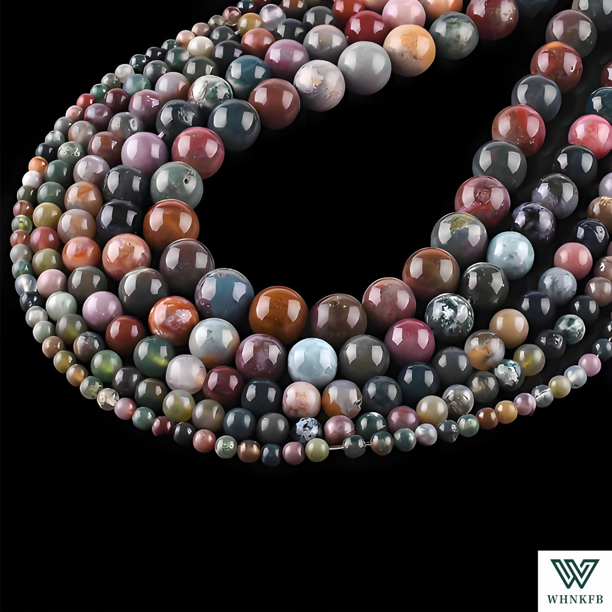 WHNKFB 10mm 50PCS Natural Indian Agate Round Beads, Smooth Polished Loose Stone Beads for Jewelry Making Craft - 4mm 6mm 8mm 10mm Options with Free Elastic Cord