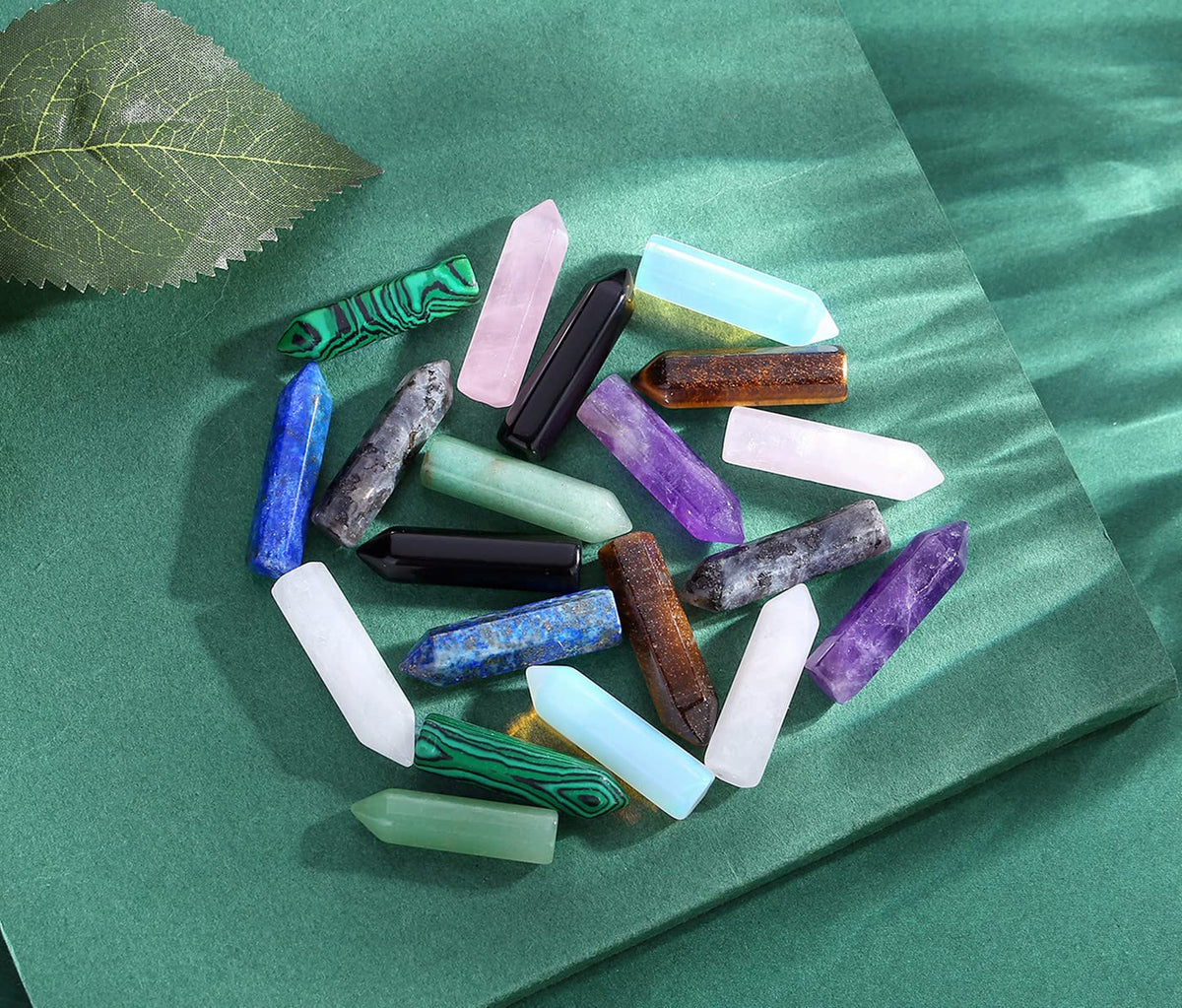 QINJIEJIE 10 PCS Healing Crystals Wands Mini Crystal Pocket Polished Tumbled Stones Rose Quartz Amethyst Assorted Bulk Natural Hexagonal Single Pointed Reiki Energy Balancing Meditation Therapy Gift