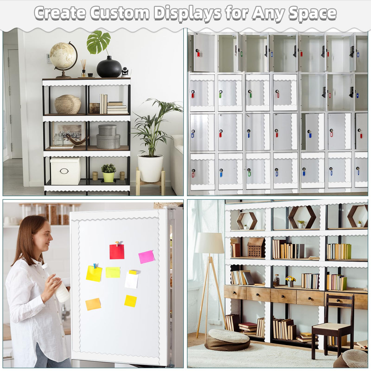 30 Pcs Magnetic Borders for Classroom Whiteboard - White Magnetic Bulletin Board Border Set - Scalloped Chalkboard Border Strips for Teachers, Parents, DIY Home,School & Office Decoration