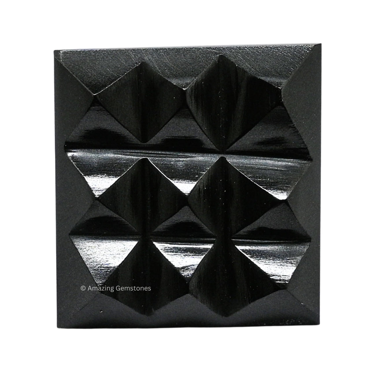 Amazing Gemstone Black Agate Crystal Pyramid with 9 Pyramid Plate Bottom - 1" Mini Pyramid Figurine of Natural Stone Pyramid for Meditation, Reiki, Chakra Balancing Vastu Pooja and Crystal Grids