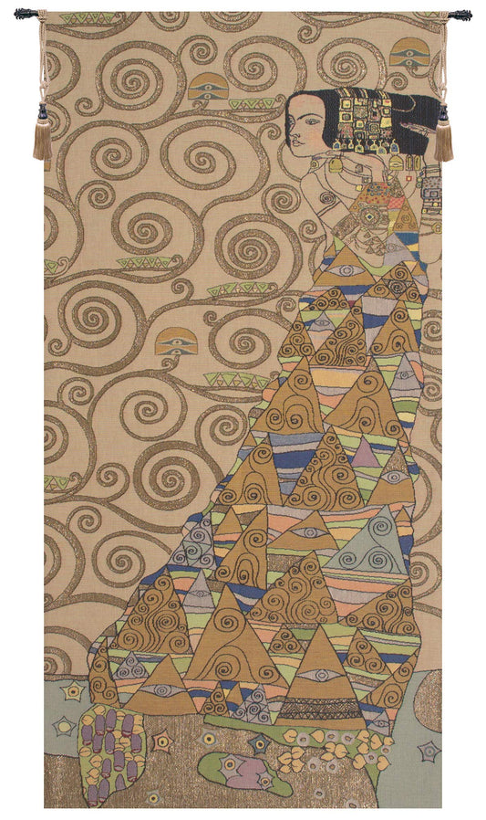 Charlotte Home Furnishings Inc. L’Attente Klimt A Droite Clair French Tapestry Wall Hanging 38 X 18 Inch Viscose Cotton And Polyester Blend Wall Art Perfect For Wall Decor By Gustav Klimt
