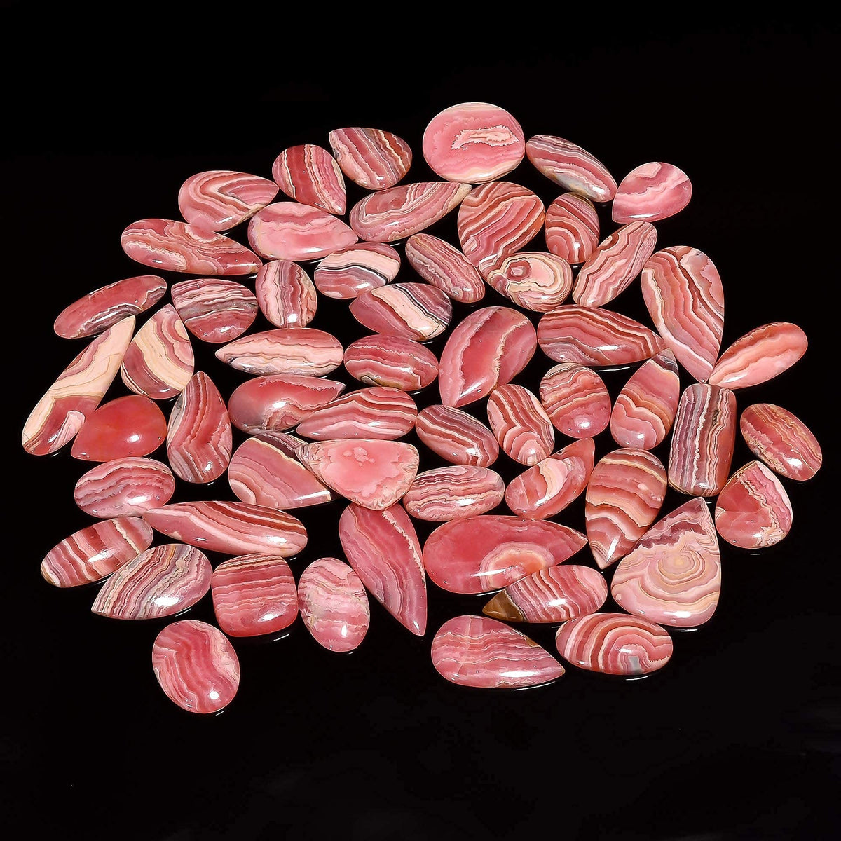 GEMKORA 5pcs Natural Pink Rhodochrosite Cabochon Gemstones Wholesale Lot Jewelry Making, Loose Crystals Supply, Healing Stones, Mix Pack, Crystals, Bulk Deal, Stones, 18 to 25mm