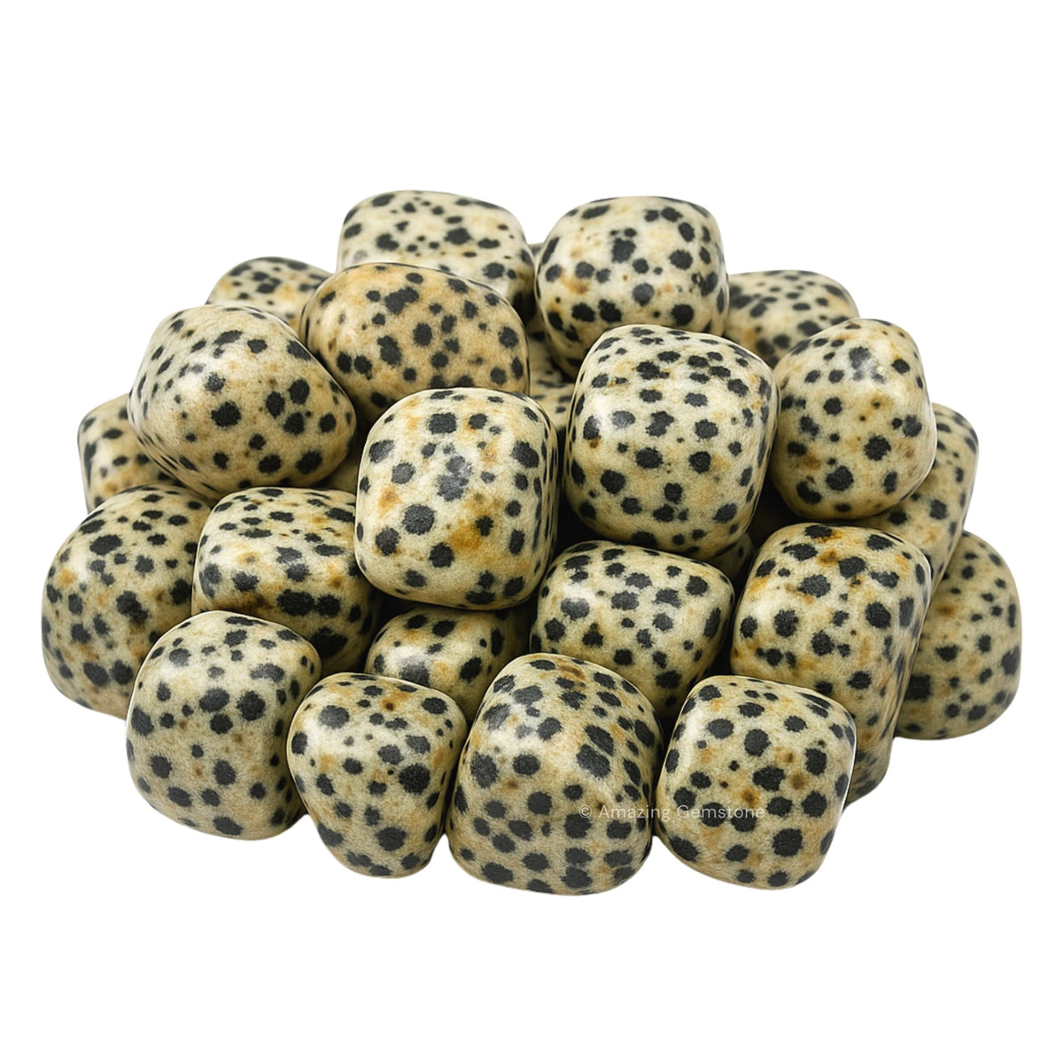 Amazing Gemstone Dalmatian Jasper Crystals and Healing Stones Tumbled - 1 oz Dalmatian Jasper Stone, Natural Healing Stones for Energy Balance, Stress Relief - Premium Polished Gems Rocks