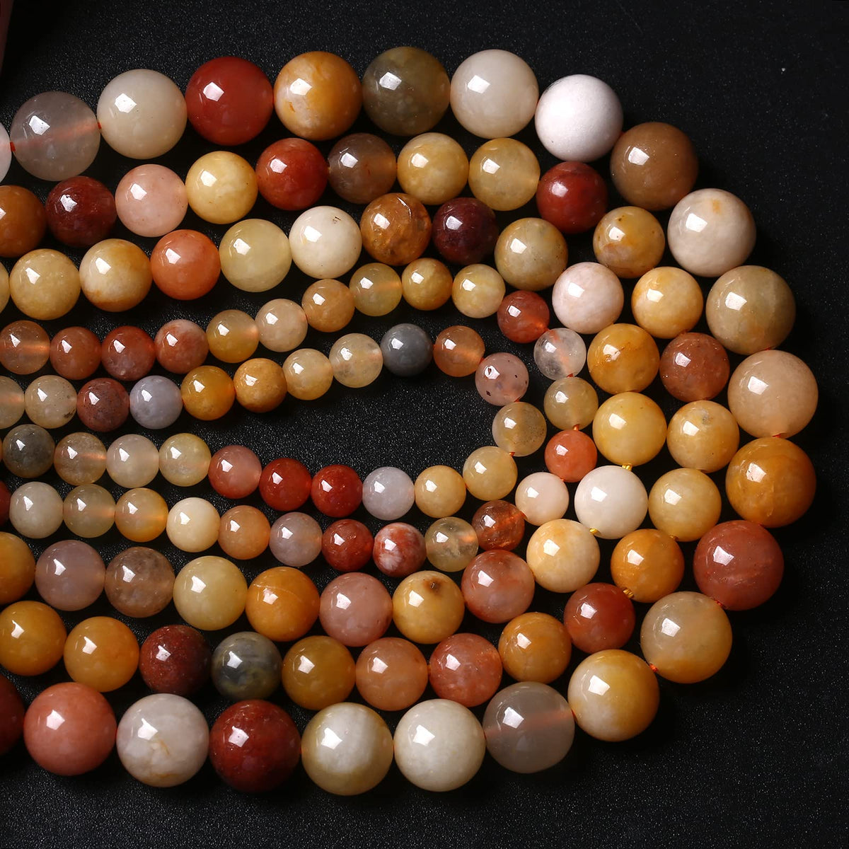 36PCS 10MM Natural Golden Thread Jade Beads Energy Stone Healing Power Loose Beads for Jewelry Making DIY Bracelet Necklace Earrings 15" (Golden Thread Jade, 10mm)
