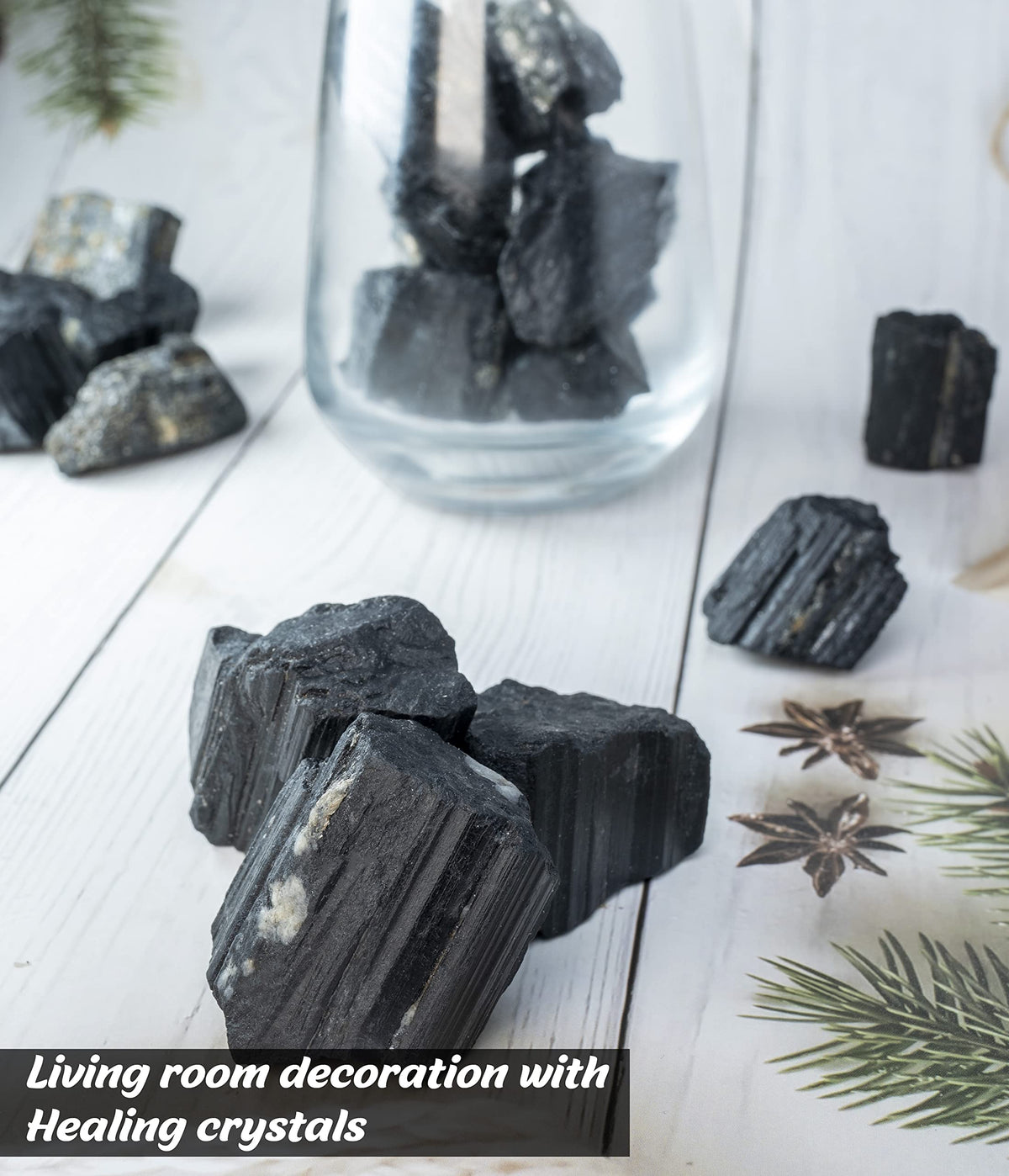 Crocon® 1LB Black Tourmaline Rough Bulk Rocks Natural Stone Spiritual Gifts Raw Gemstone Crystals and Stones Tumbling Cabbing Polishing Gem Mining Chakra Balancing Reiki Healing Home Office Décor