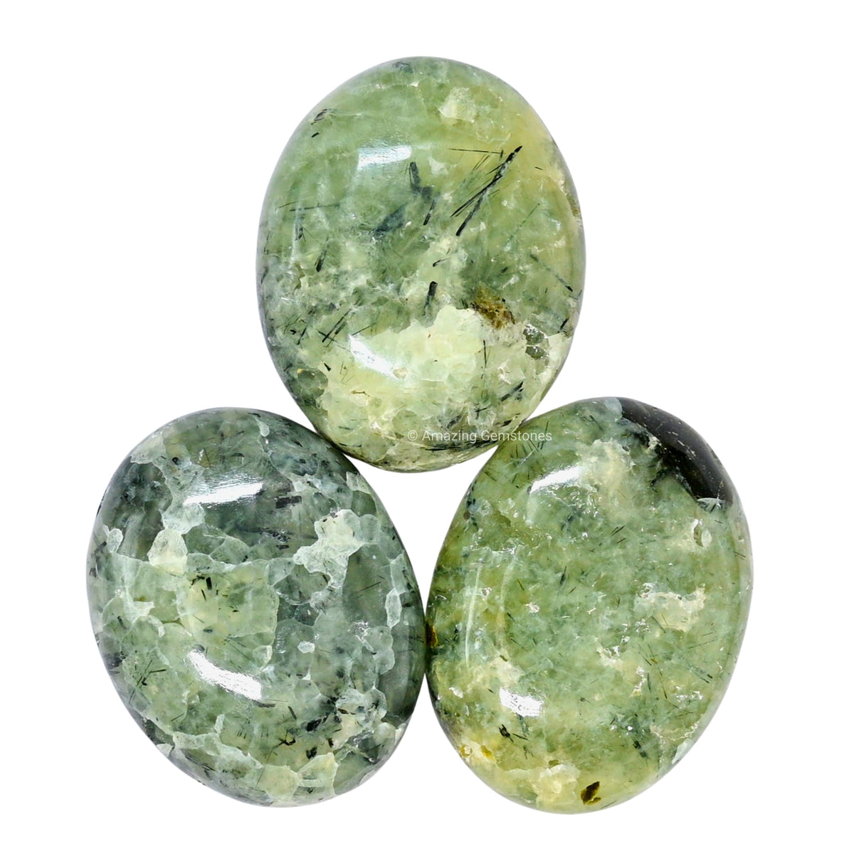 Amazing Gemstone Prehnite Epidote Crystals and Healing Stones - Large Palm Stone Crystals Piedra - Crystal for Good Luck, Positive Energy, Meditation - Unique Stocking Stuffers, Gifts for Women, Men