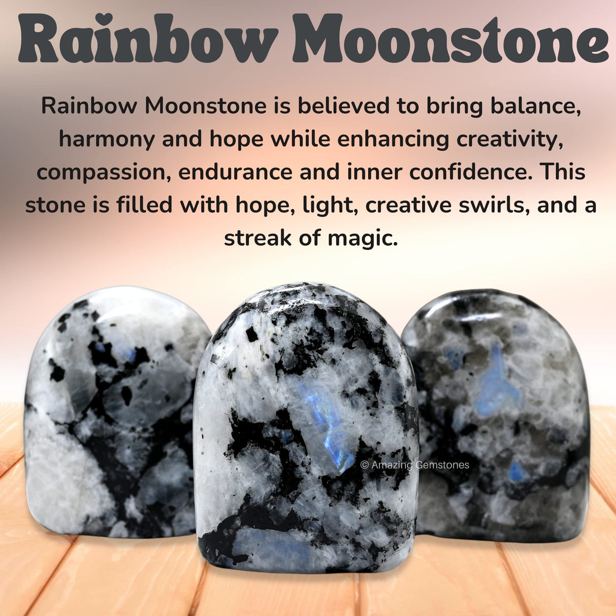 Amazing Gemstone Large Rainbow Moonstone Crystal Standing Palm Stone - Rainbow Moonstone Palm Stones&Crystals, A++ Grade Gemstones 7 Crystals - Healing Crystals and Stones Office Home Decor Gifts