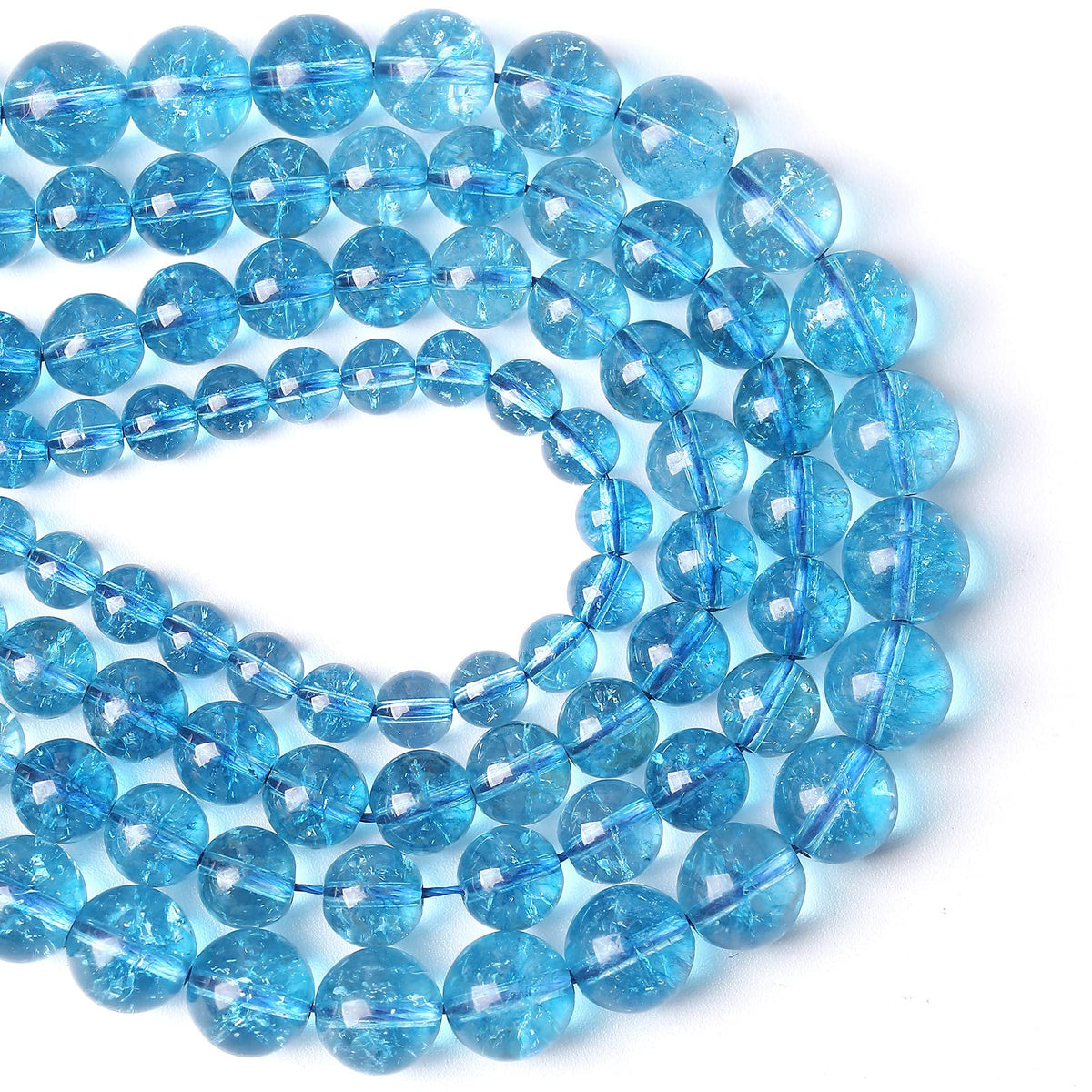 4mm 86PCS Blue Crystal Crackle Quartz Stone Spacer Round Loose Beads for Jewelry Making DIY Bracelet 15 inches Strand