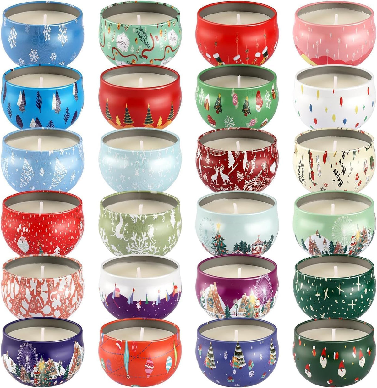 AYIQIW 24 Pack Christmas Scented Candles Gift Set for Woman, Jar Candle, 2.5 oz Soy Wax Tin Candle-Ideal Gift for Travel Home Décor,Aromatherapy