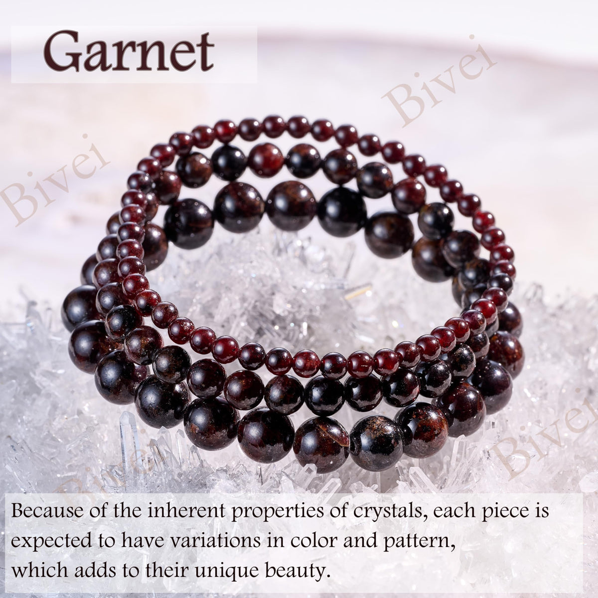 Bivei Garnet - Passion & Energy - 6mm Beaded Bracelets for Women Handmade Semi Precious Natural Stone Stretch Elastic Jewelry for Women Yoga Protection Gifts