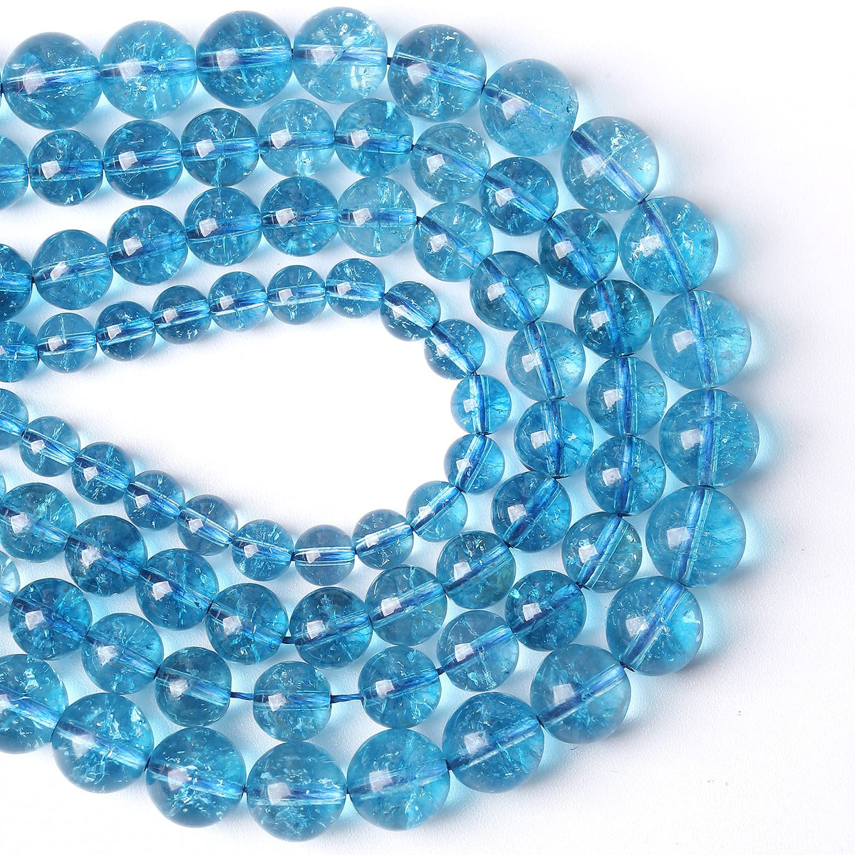 60PCS 6MM Beads Blue Crystal Quartz Gem Energy Crystal Healing Jewelry Making Natural Stone Beads DIY (Blue Crystal, 6MM)