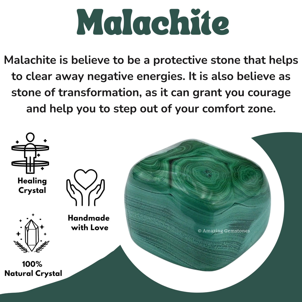 Amazing Gemstone Malachite Crystals&Healing Stones Tumbled - 1 oz Malachite Stone Gem Stones, Healing Stones for Energy Balance, Stress Relief - Premium Polished Gems Rocks for Meditation&Wellness