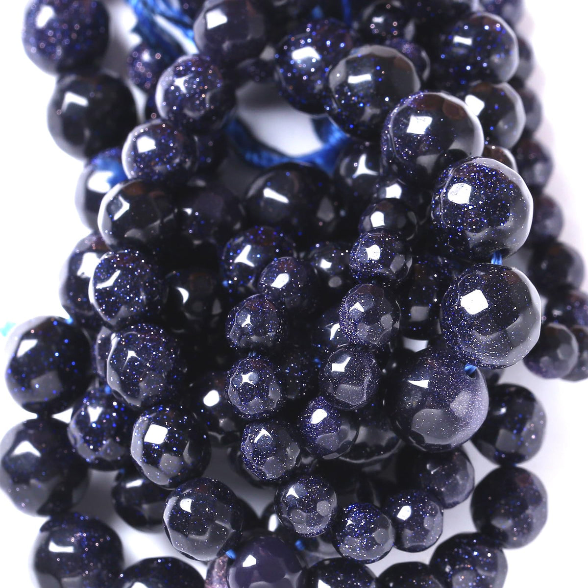 8mm 45pcs Natural Blue Sandstone Faceted Stone Beads for Jewelry Making DIY Bracelet Necklace Accessories 15" Energy Healing Power Stone Beads (Faceted Blue Sandstone, 8mm)