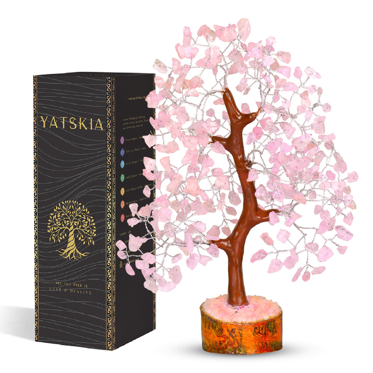 YATSKIA Rose Quartz Crystal Tree - Bonsai Tree of Life - Pink Room Decor - Desk Decorations for Women Office - Gemstones and Crystals - Stones and Crystals