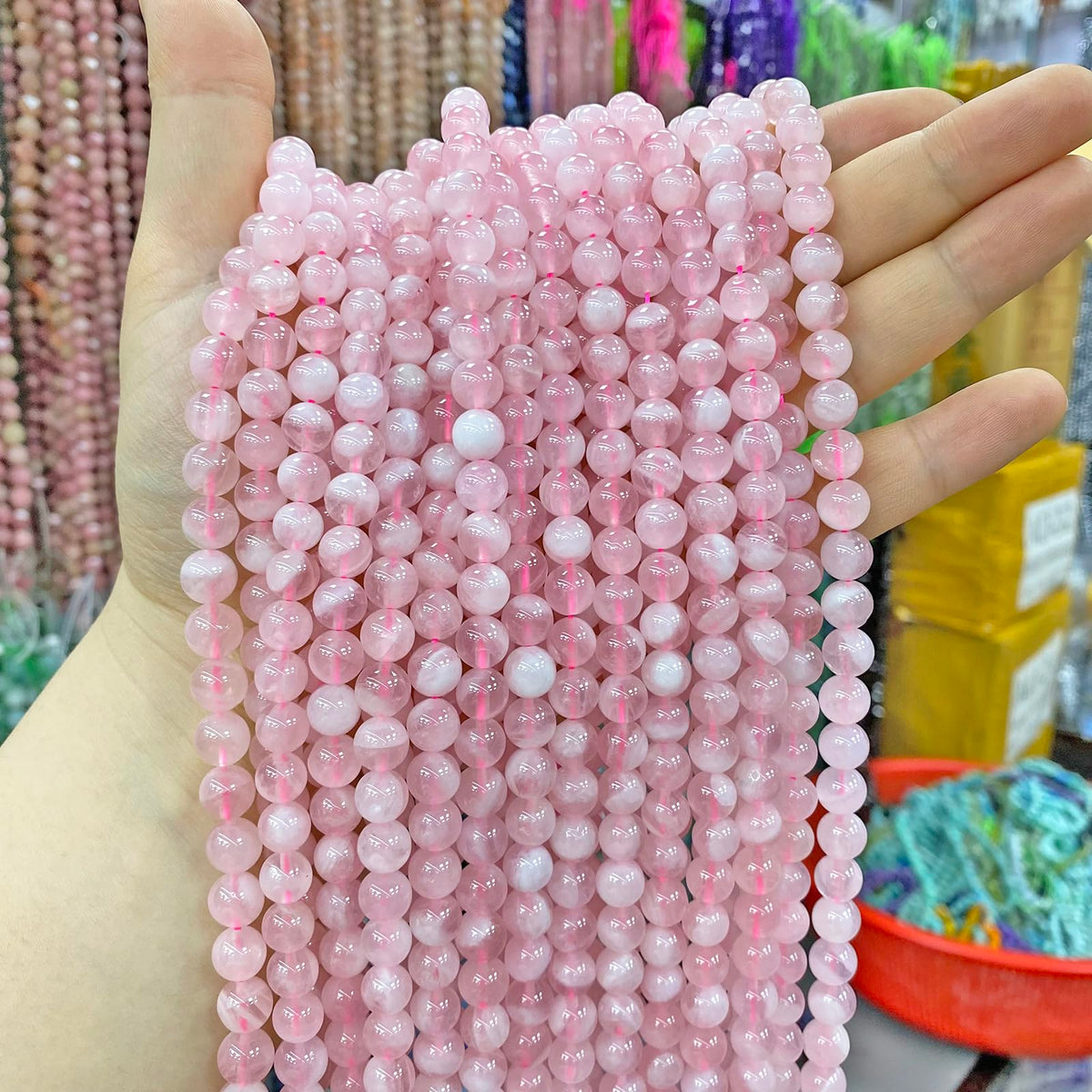 8MM 46PCS Natural Crystal Stone Madagascar Rose Quartz Gemstone Beads for Jewelry Making DIY Bracelet