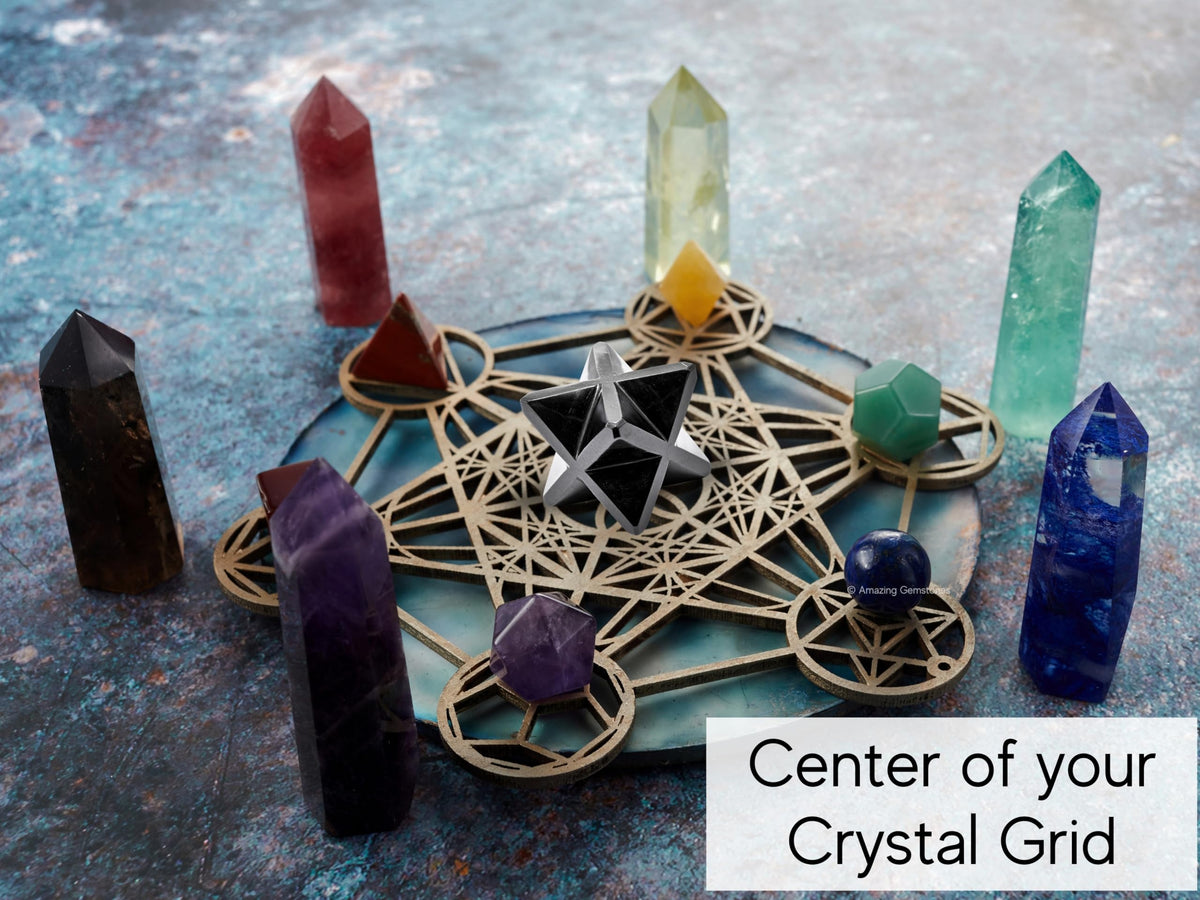 Amazing Gemstone Black Obsidian Merkaba Crystal - 1.5 Inches Metaphysical Merkaba Star for Meditation - Energetic Tetrahedron Crystal and Healing Stones for Spiritual Growth and Healing (35-40mm)
