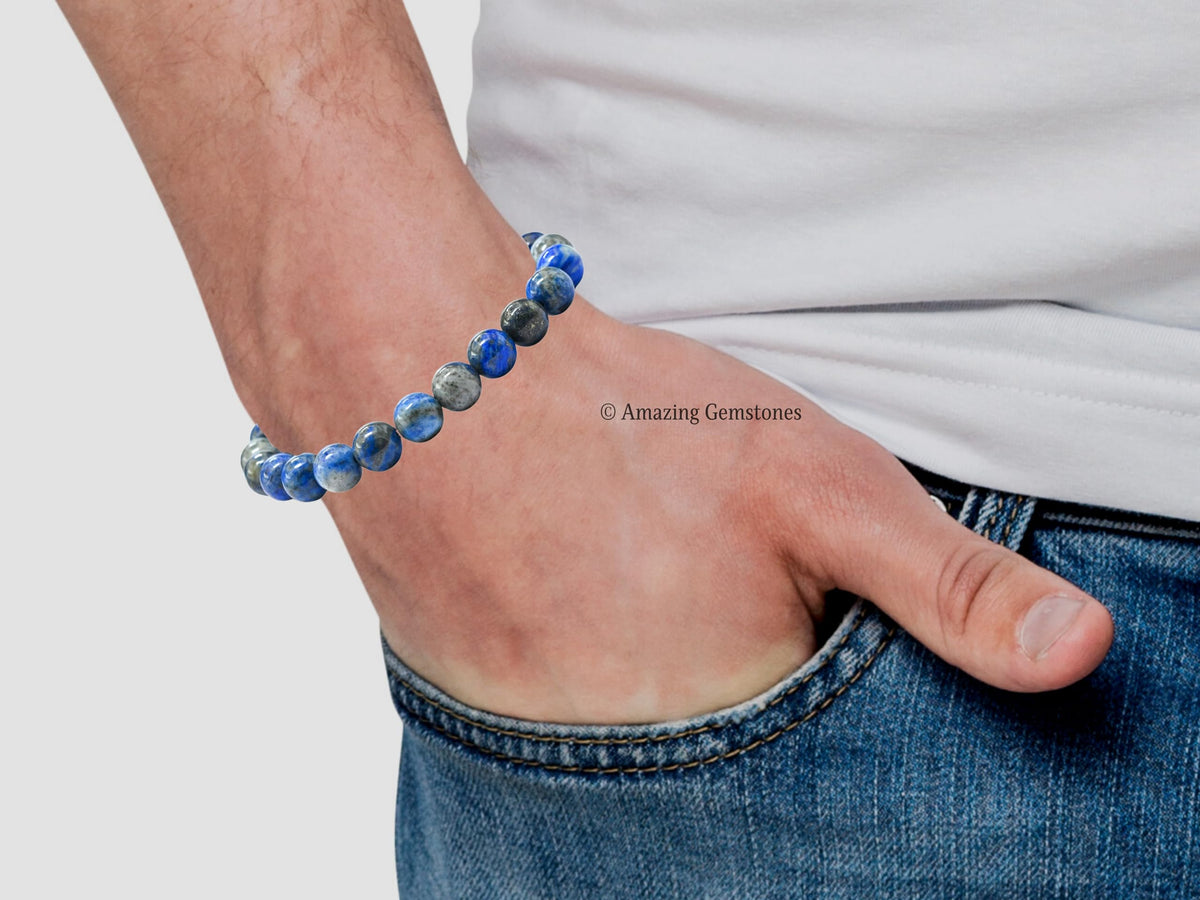 Amazing Gemstone Crystal Bracelet for Women Men's Gifts - Protection Healing Crystal Bracelet - 8mm Gemstone Beaded Stretchable Bracelet Pulseras Para Hombres Mujer Stocking Stuffers Mothers Day Gift (Lapis Lazuli)