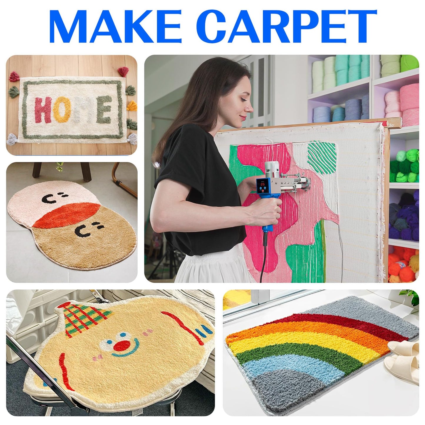 Rug Tufting Gun with Carpet Trimmer Kit，Tufting Gun Starter Kit Professional Tufting Rug Making Machine，2 in 1 Cut Pile Loop Pile Tufting Gun Kits for Beginners and Amateur