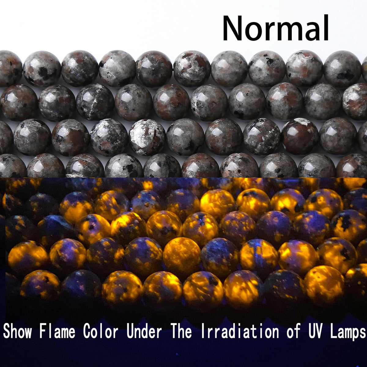 4MM 80PCS Flame Yooperlite Stone Beads Loose Beads for Jewelry Making DIY Bracelets Show Flame Color Under the Irradiation of UV Lamps
