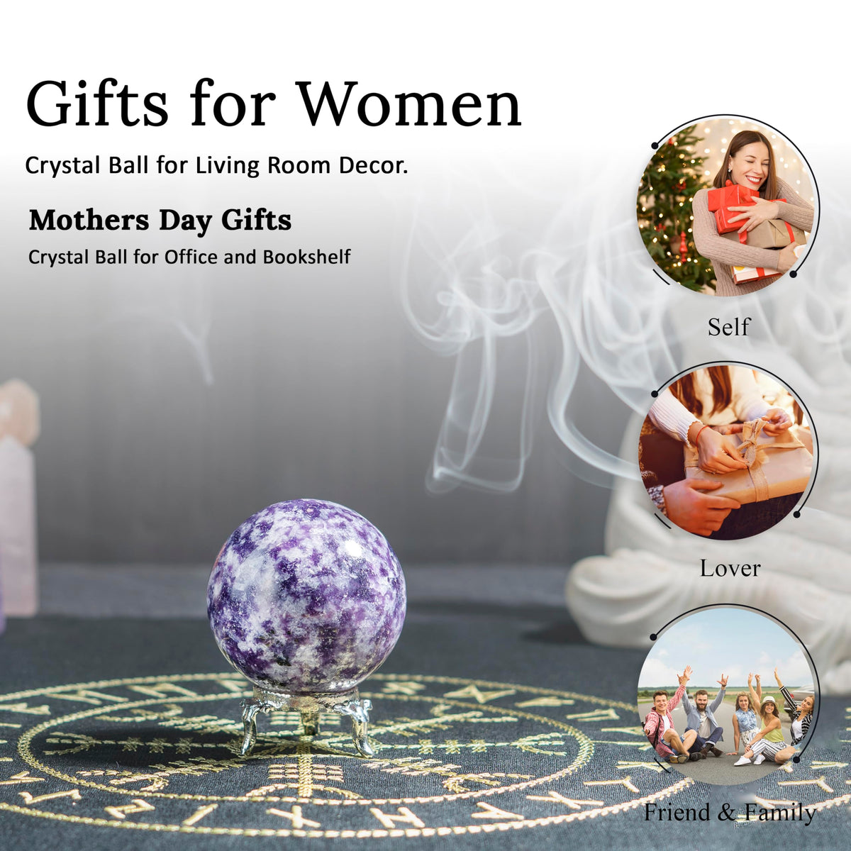 Crocon Lepidolite Gemstone Crystal Sphere Ball for Reiki Healing Aura Cleansing Home & Office Decorative Gift Size : 30-40mm