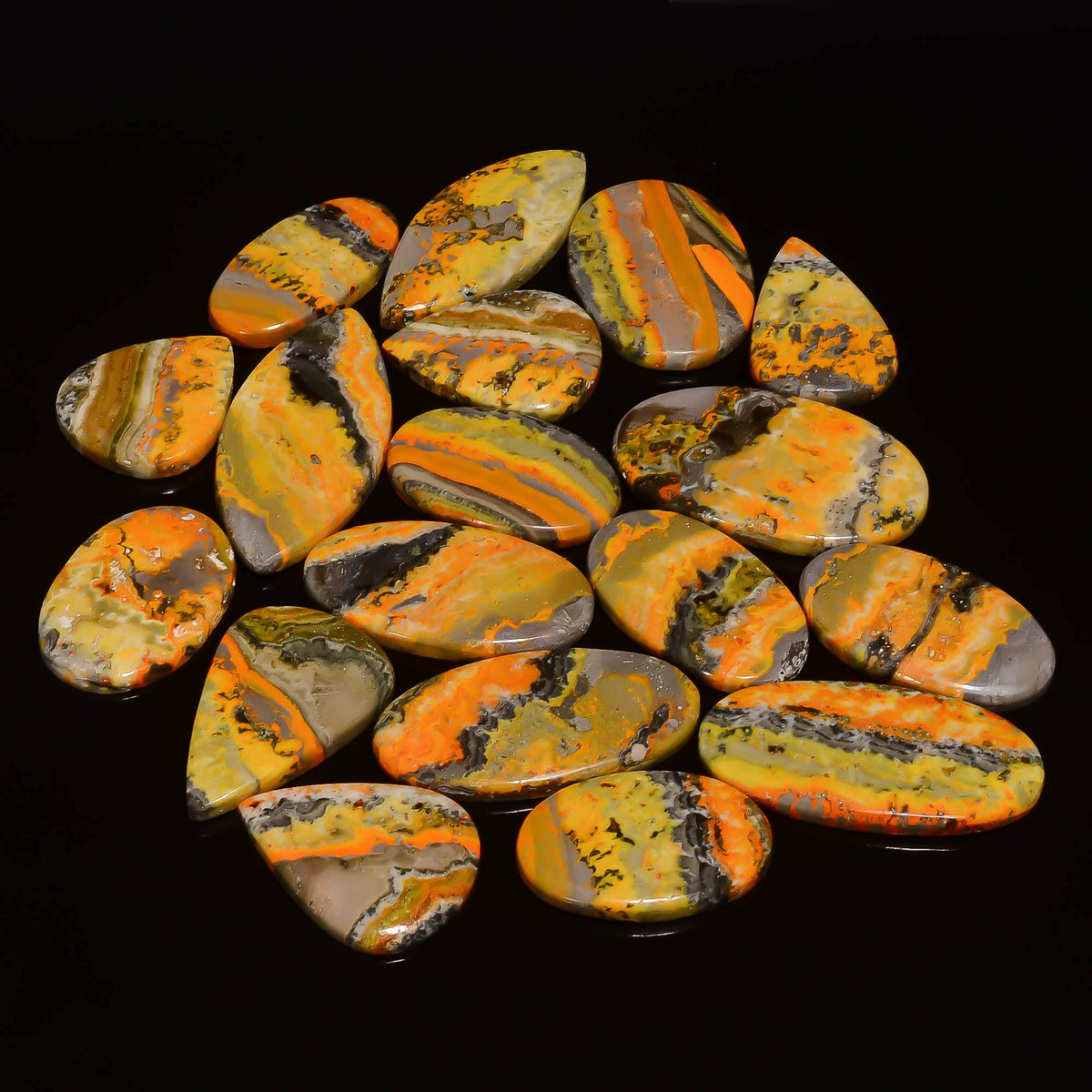 Natural Bumble Bee Gemstone- Healing Crystals for DIY Jewelry Making -Loose Natural Cabochon -Perfect for Crafting Unique Jewelry Designs -Gift for Her, Mother and Wife (5 pcs, 25-35 mm)