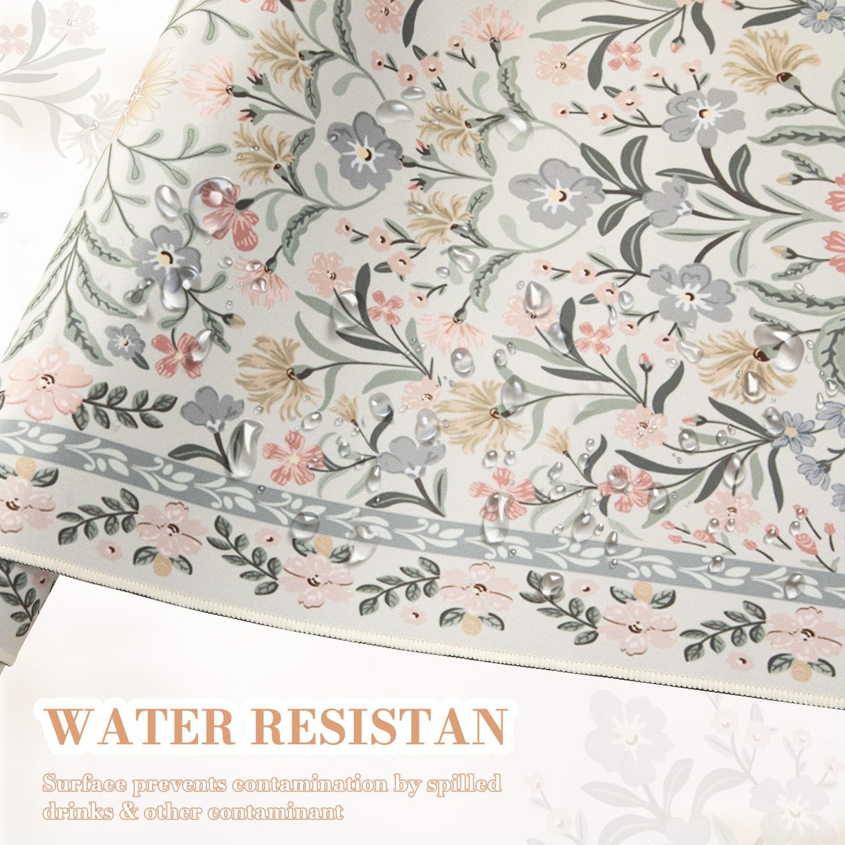 iCasso Desk Matt for Desktop, Cute Desk Pad Mat, XXL Large Mouse Pad, Anti-Slip Big Mousepad with Stitched Edges, Keyboard Pad for Computer(Gray Floral)