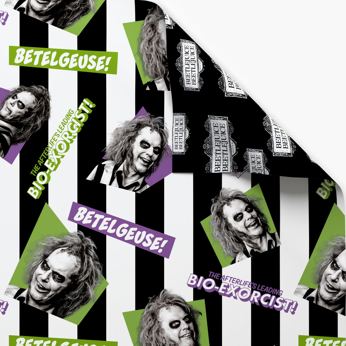 American Greetings 40 sq. ft. Reversible Beetlejuice Wrapping Paper for All Occasions (1 Roll, 30 in. x 192 in.)