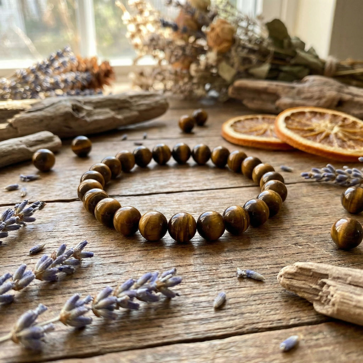 Yochus 45pcs Yellow Tiger Eye Beads，8mm Healing Power Natural Stone Round Loose Beads for Jewelry Making Earring Necklace DIY Crafts