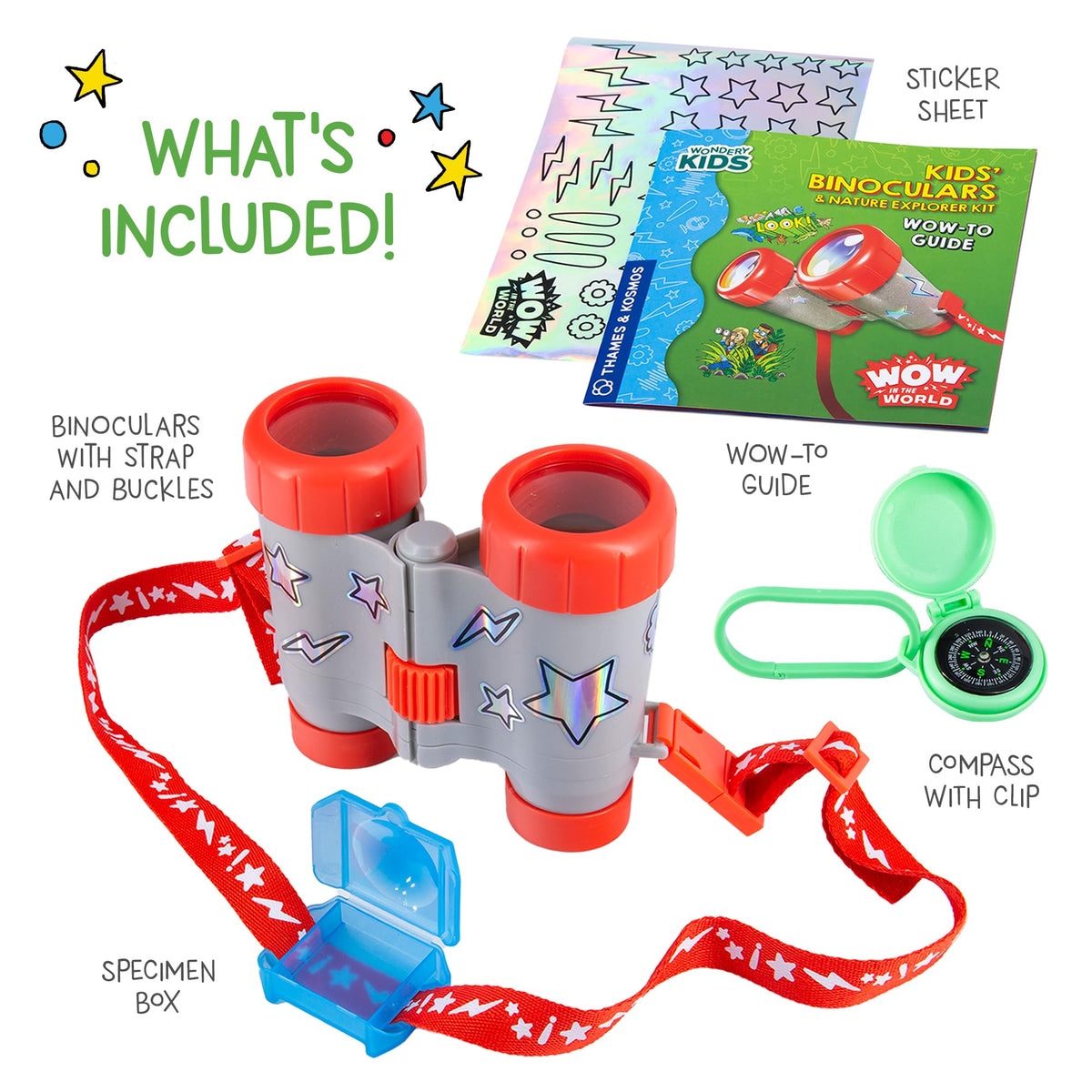 Wow in The World Kids’ Binoculars & Nature Explorer KIT | Look Far, Nature Scavenger Hunt, Specimen Box, Companion Audio Content, Bonus Reusable Science Tool, STEM Toy for Kids 4+ by Thames & Kosmos