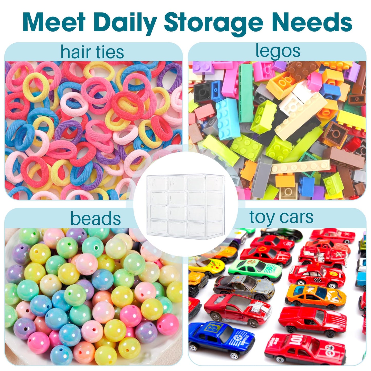 JOYMOMO Bead Storage Organizer Box with 12 Grids Clear Plastic Bead Storage Organizer (Beads Are Not Included)