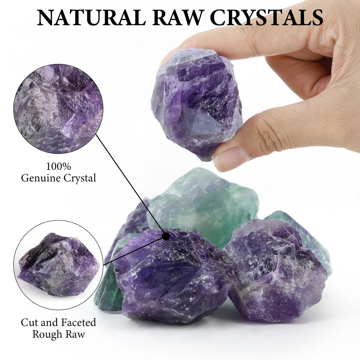 QINJIEJIE Amethyst Crystal Rocks 2PCS 1.8-2.2'' Raw Amethyst Stone Large Rock Rough Healing Crystals for Fountain Rocks Bulk Polishing DIY Decoration Natural Stones for Handmade Gifts