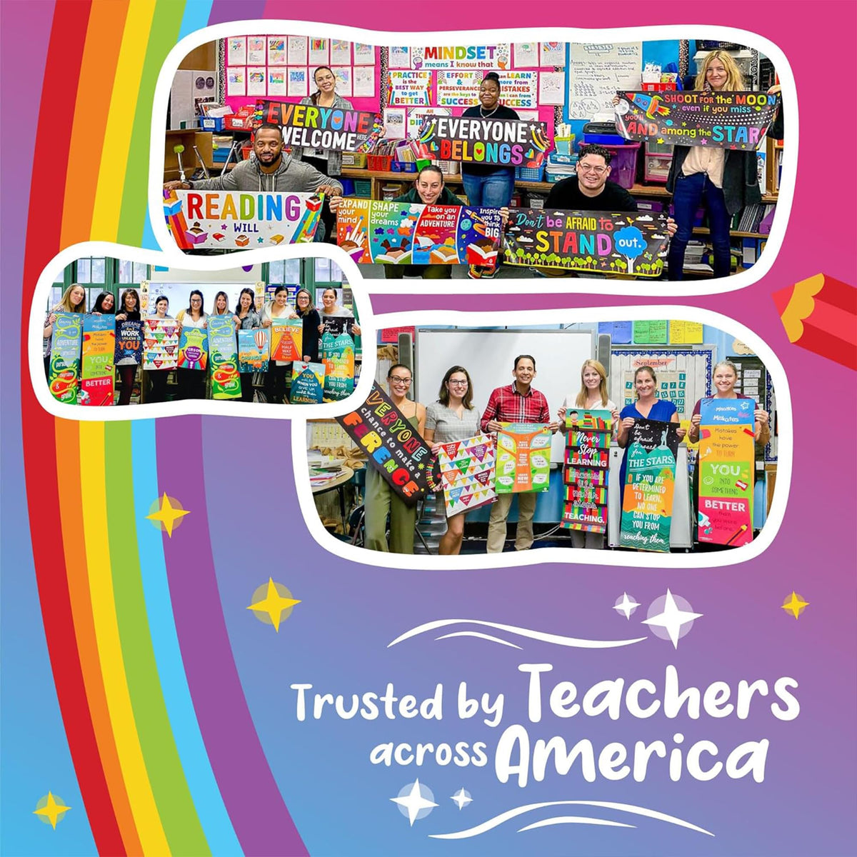 Sproutbrite 2 Count Educational Invisible Math Posters for Classroom (13.5"x39") - Large Invisible Math Posters for Middle School - Invisible Math Banner for High school - Includes Math Symbols Pi, Angle and Square Root Helping Students Understand Core Ma