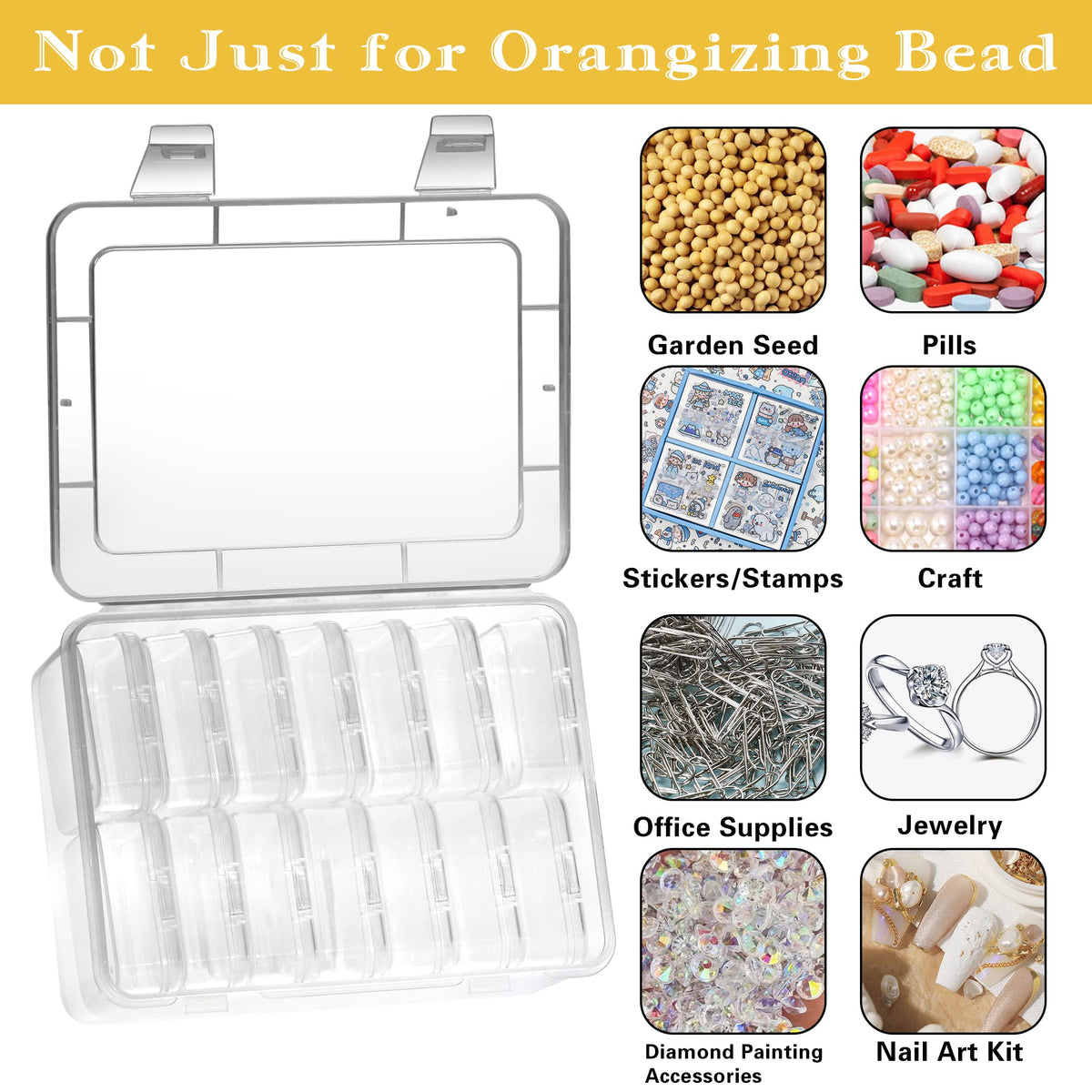 Mathtoxyz Small Bead Organizers, 45 Pieces Plastic Storage Cases Mini Clear Bead Storage Containers Transparent Boxes with Hinged Lid and Rectangle Clear Craft Supply Case