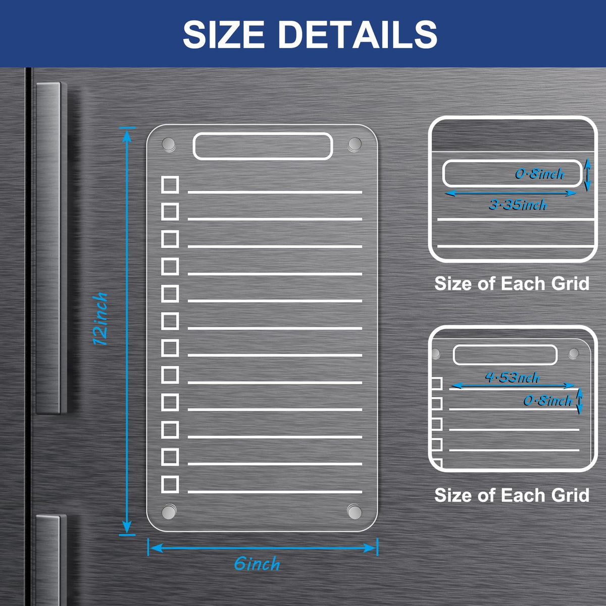 2 Pcs Acrylic Magnetic Dry Erase Board for Fridge, 12"X6" Clear Magnetic to Do List White Board, Acrylic Dry Erase to Do List for Refrigerator, Magnet Whiteboard with 6 Markers