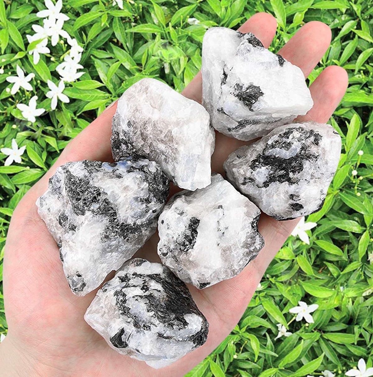 LAIDANLA Rainbow Moonstone 1lb 2" Natural Rough Stones Crystal Large Raw Crystals Bulk Healing Gemstones for Reiki Healing Tumbling Fountain Rocks Wire Wrapping Decoration Cabbing Lapidary