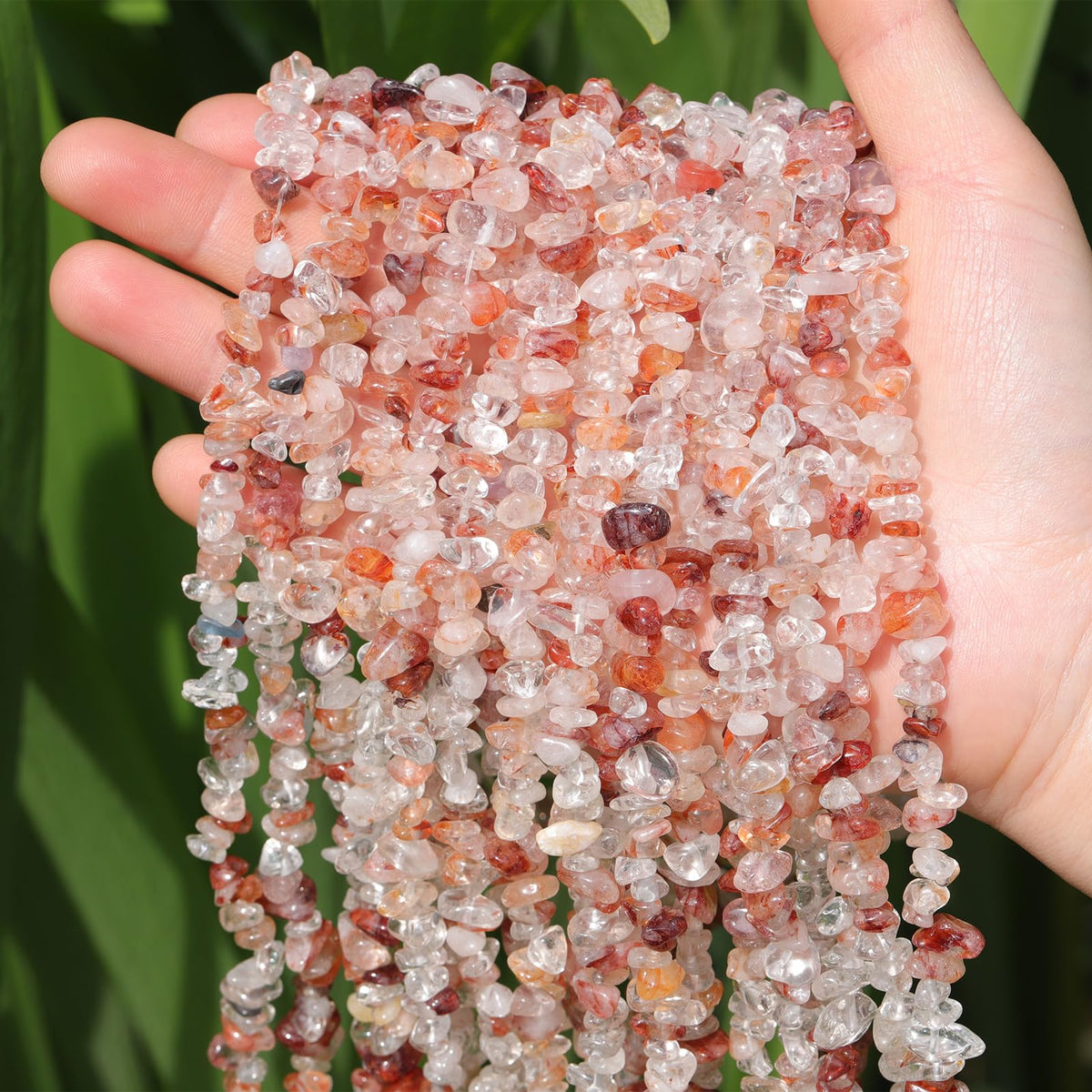 400pcs Natural Chip Stone Beads for Jewelry Making Red Hematoid 5-8mm Irregular Gemstones Healing Crystal Loose Rocks Bead Hole Drilled for Ring Earrings Necklace Bracelet Making DIY Art Crafts
