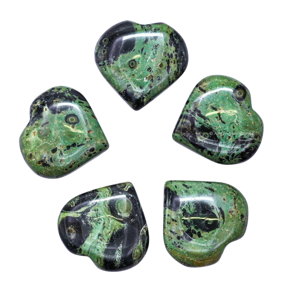 Amazing Gemstone Kambaba Jasper Stone Heart - Pack of 2 Crystal Heart Stones Rocks - Corazones De Piedra Crystals and Healing Stones Heart Shaped Crystal - Stocking Stuffers Gifts