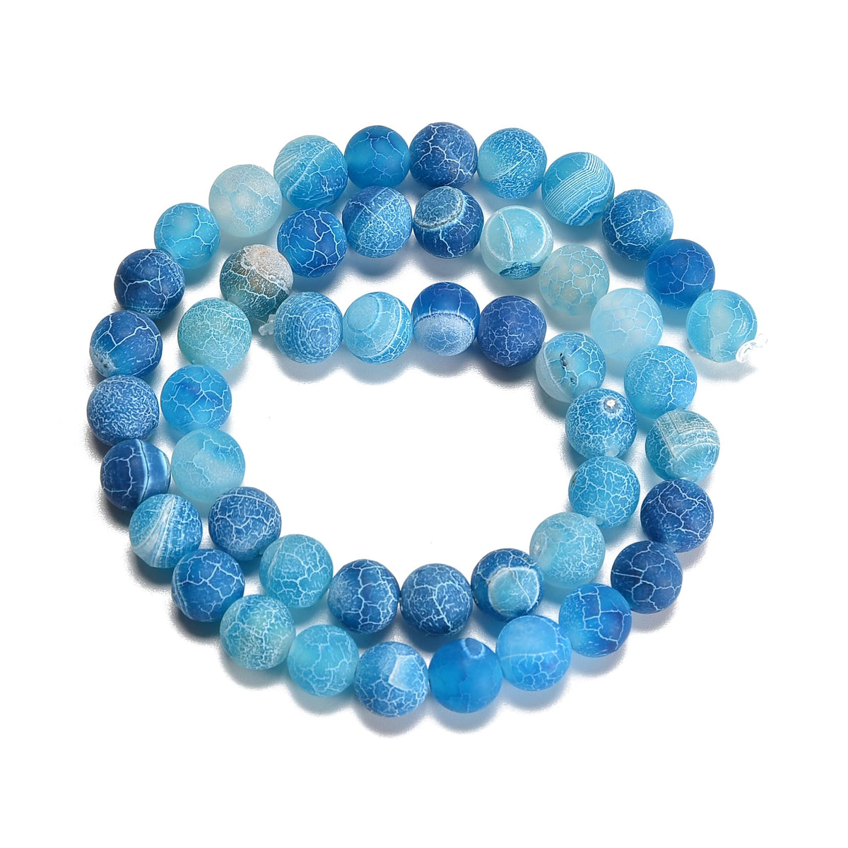 jodaying 10mm Froasted Blue Agate Round Natural Gematone Loose Beads for Jewelry Making DIY 1 Strand 15"