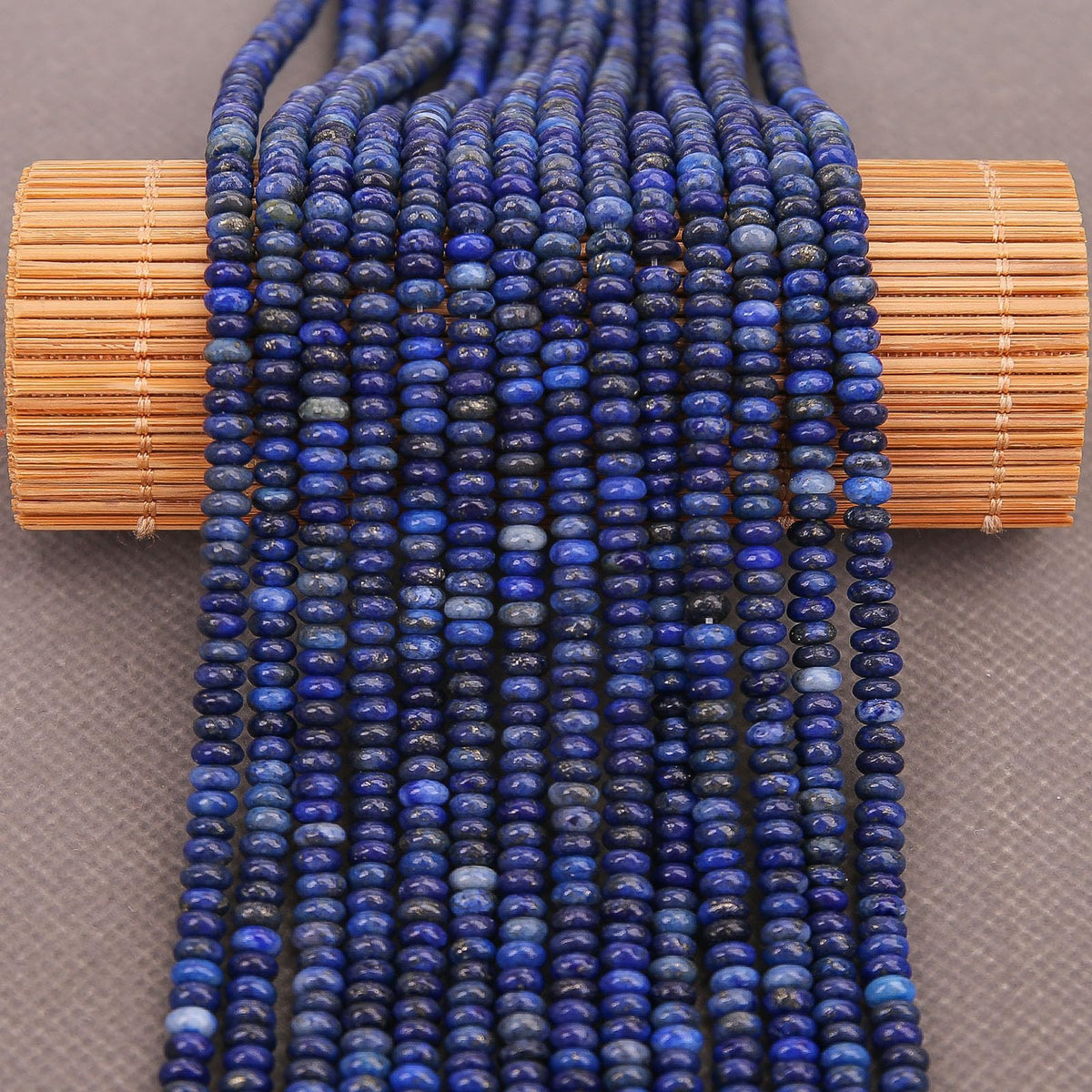 BONNY BOXX 1 Strand (150PCs) Natural 2 * 4mm Lapis Lazuli Rondelle Beads, Natural Abacus Disk Stone Beads Loose Spacer Gemstone for DIY Bracelet Necklace Jewelry Making
