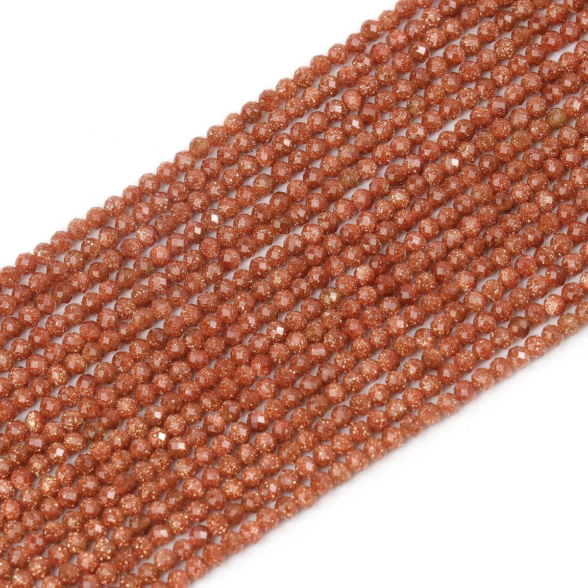 Song Xi 180pcs 2mm Natural Golden Sandstone Gemstone Beads Faceted Round Loose Stone Beads for Jewelry Making (1 Strand)