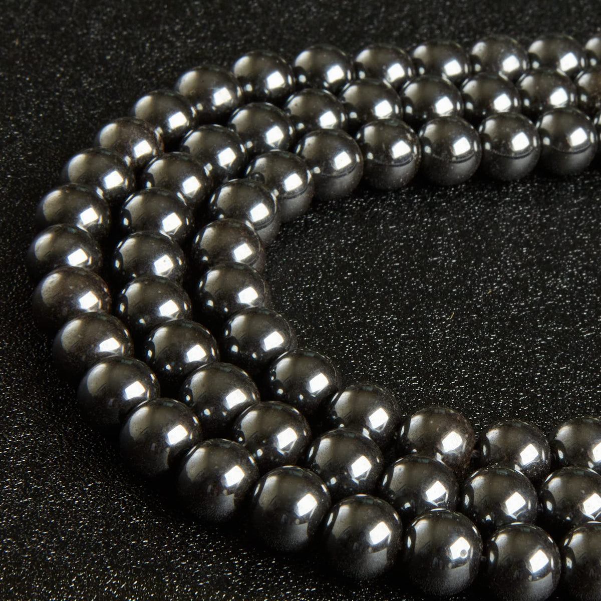 45pcs 8mm Natural Black Hematite Beads Gemstone Beads Round Loose Beads for Jewelry Making