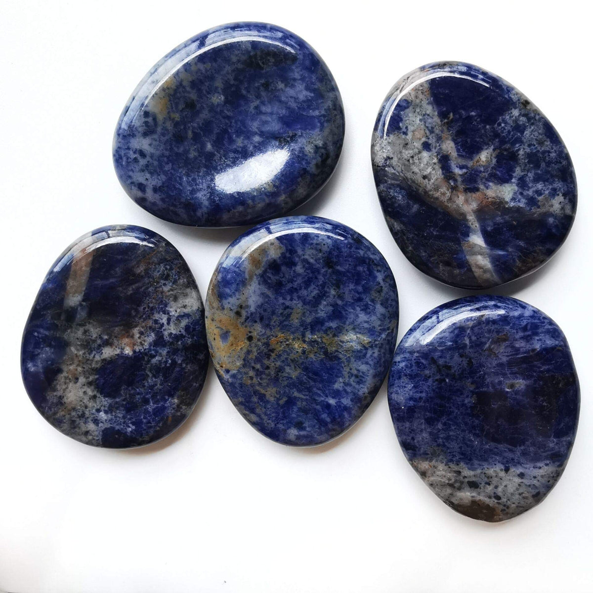 Loveliome Strawberry Quartz and Sodalite Thumb Worry Stone, Stress Relax Healing Reiki Crystal Pocket Palm Stones,Pack of 2