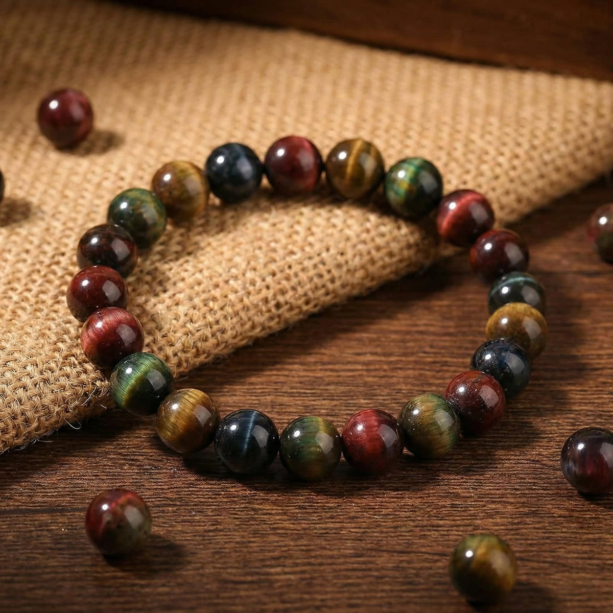 Yochus Natural Tiger Eye Beads, 60Pcs 6MM Milky Way Rose Red Color Enhance Round Loose Stone Bulk, DIY Charm Smooth Gemstone Beads for Jewelry Making