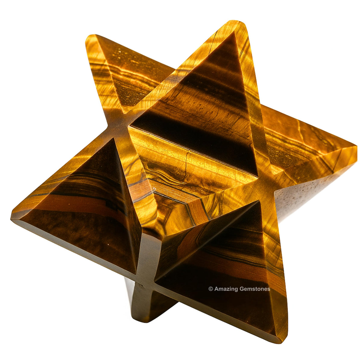 Amazing Gemstone Tiger Eye Merkaba Crystal - 1.5 Inches Metaphysical Merkaba Star for Meditation - Energetic Tetrahedron Crystal and Healing Stones and Healing (35-40mm)